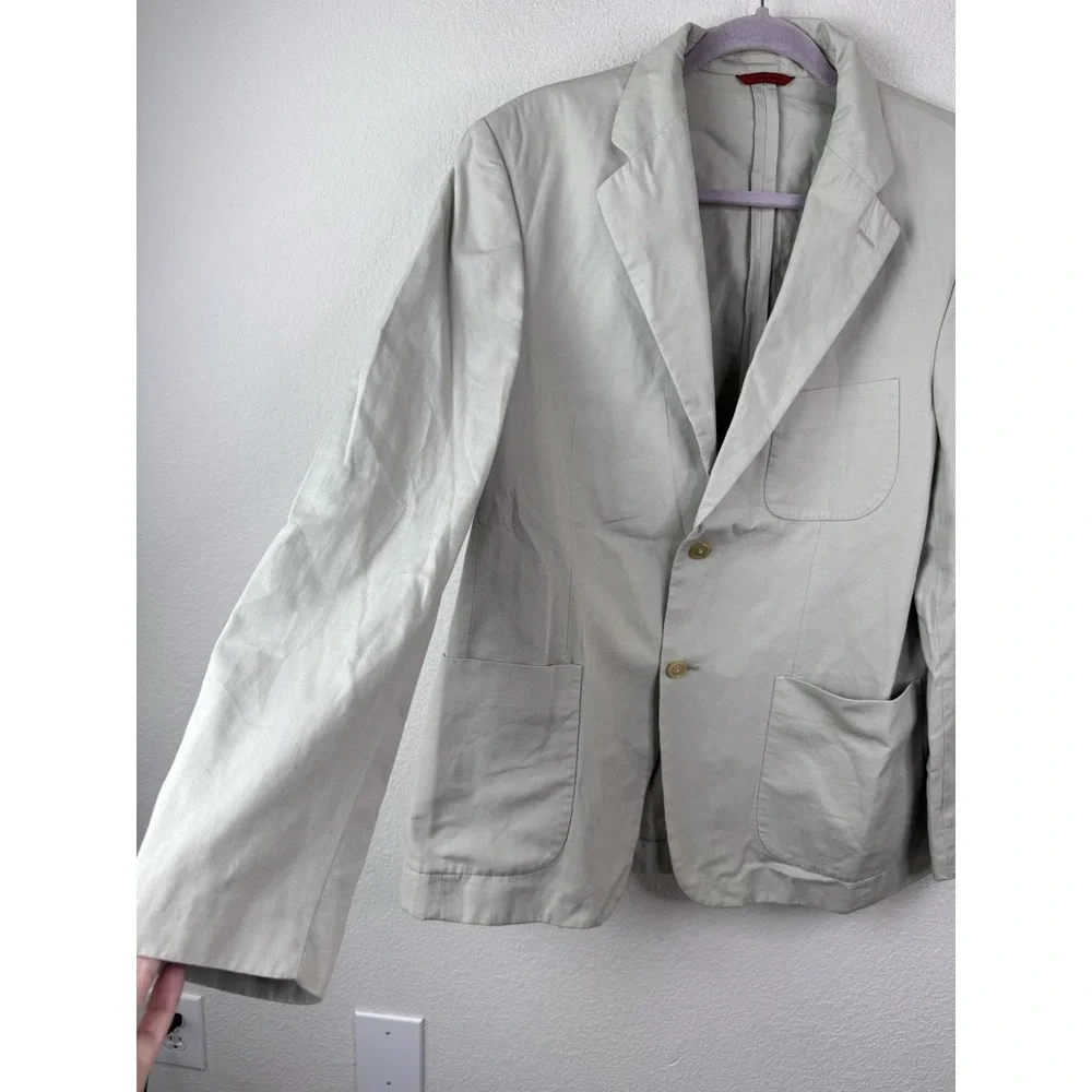 Carolina Herrera Men's Cotton Sport Coat Blazer Sz 42 Beige Made In Spain Preppy